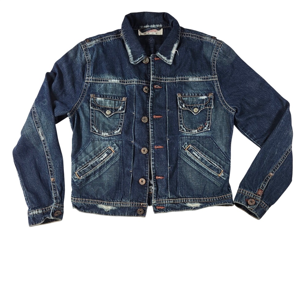 1921 Western Glove Works Denim Jacket Womens Medium Blue Excellent Distressed‎
